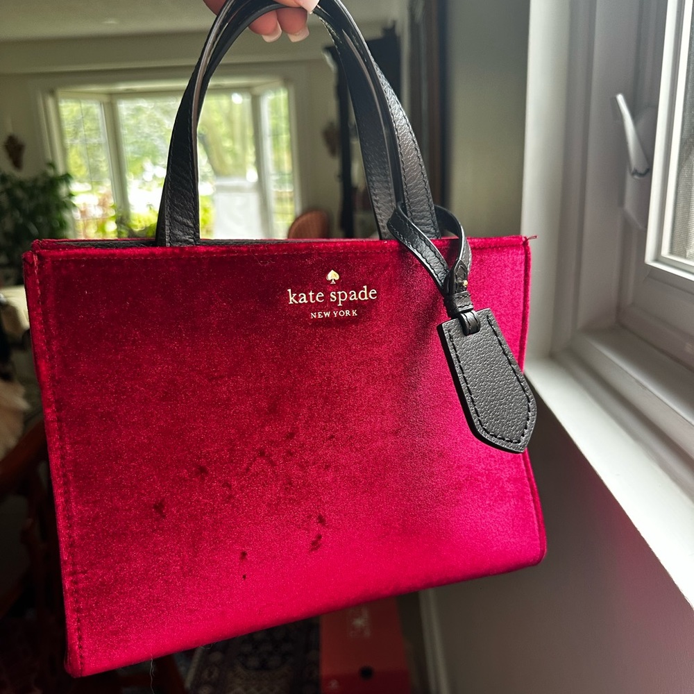 Pink velvet Kate Spade bag
